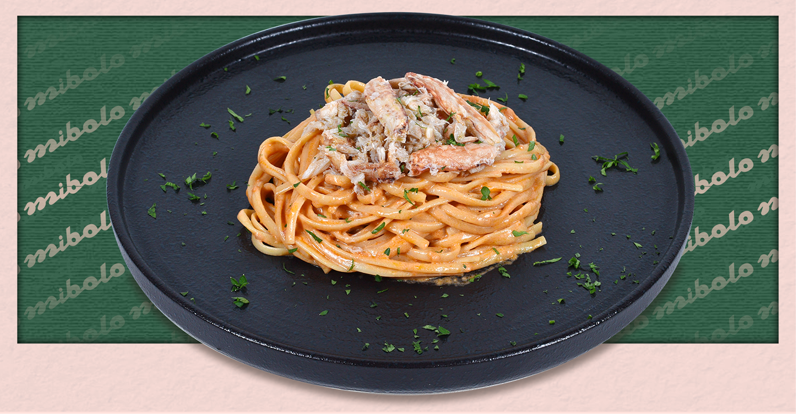 Mì linguine thịt cua với sốt kem hồng cay