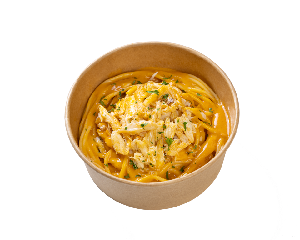 Mì spaghetti thịt cua với sốt kem hồng cay