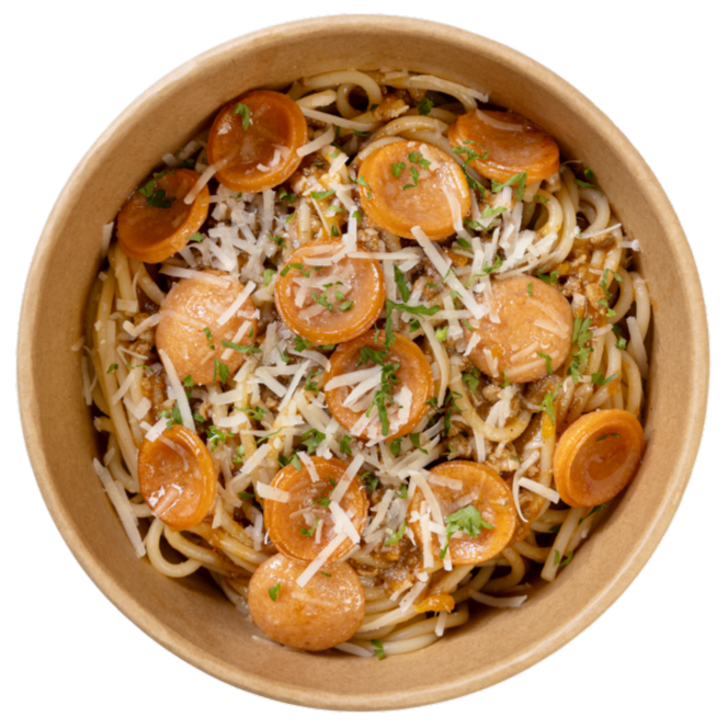 Mì spaghetti sốt thịt bằm xúc xích