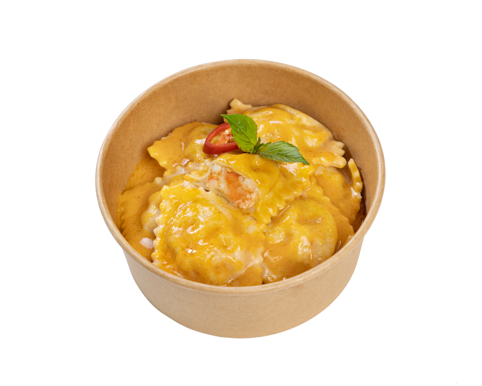 Ravioli nhân hải sản kiểu Tom Yum cay