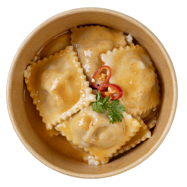 Ravioli nhân hải sản kiểu Tom Yum cay